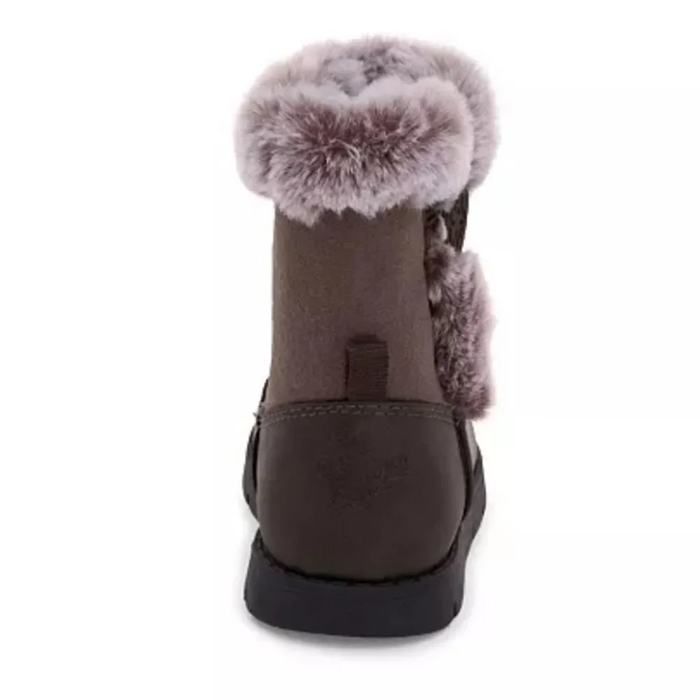 OSHKOSH B'GOSH  Girls Suede Faux Fur Siberian Grey Boots size 10